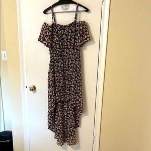 Lily Rose Off the Shoulder Floral Blue and Pink Women's Dress, Large